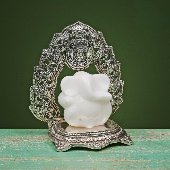Mridaya Marble Lord Ganesh Sitting Throne, Cultured Marble Ganesha Statue, Ganesh Statue, Ganpati Idol, Ganapathi Idol, House Wa